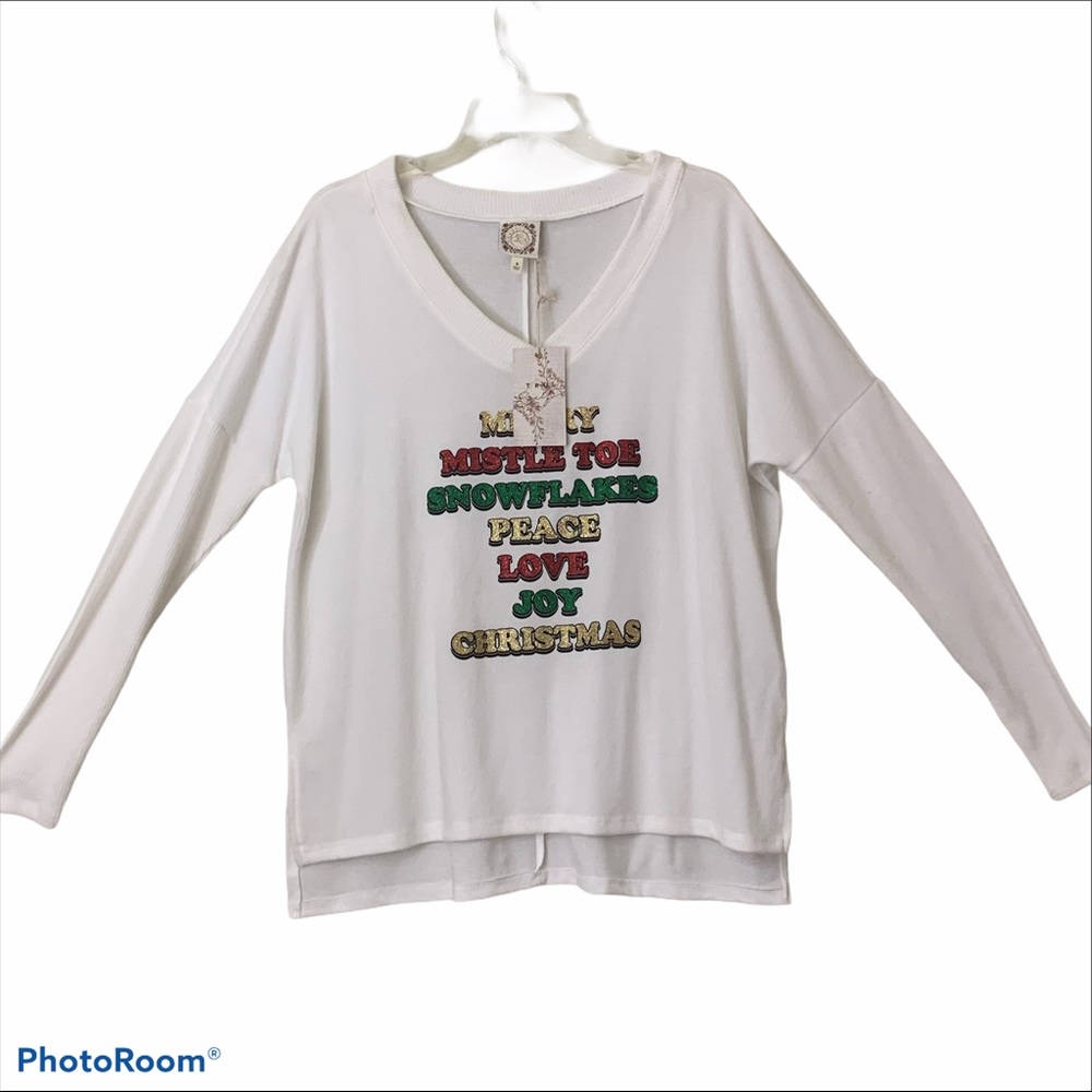 TrueSelf Sweater Holiday Christmas Glitter V-Neck - Picture 8 of 14